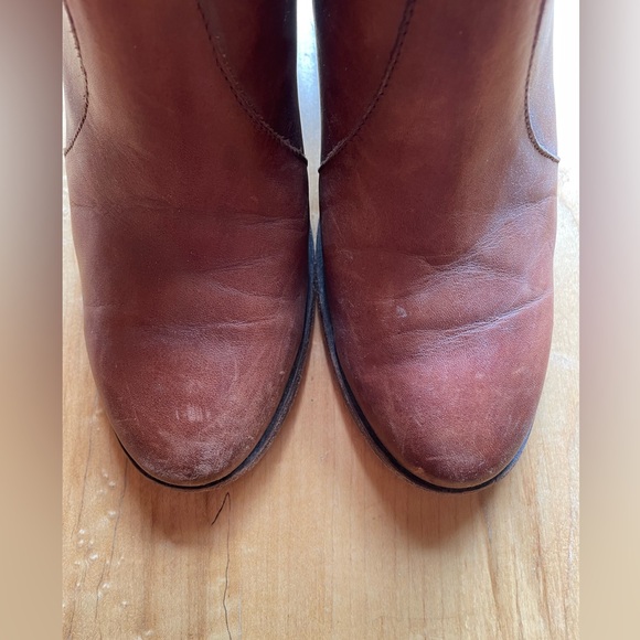 Pre loved half zip Frye leather booties cognac - Picture 6 of 11